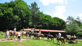 Чужденци яздят коне в село Бачево