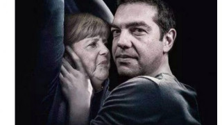 Ципрас и Меркел в "50 нюанса сиво"