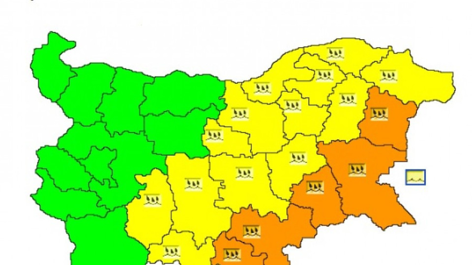 За днес е обявен оранжев код в 5 области и жълт - в още 13 | StandartNews.com