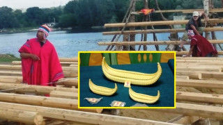 Индианци строят тръстиков кораб край Белослав