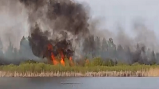 Пожар гори в  Дуранкулашкото езеро