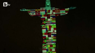 Христос Спасител с флагове на страните със зараза