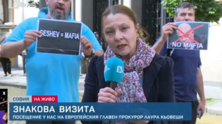Протестъри чакат Кьовеши с плакати срещу Гешев
