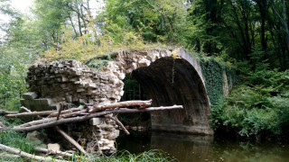 Мост свързва двата бряга на гранична река